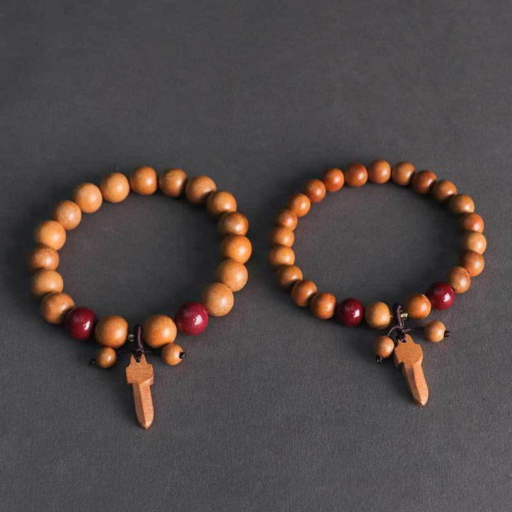 Pulsera de riqueza con amuleto de espada de cinabrio y madera de melocotón con Buddha Stones - image 10