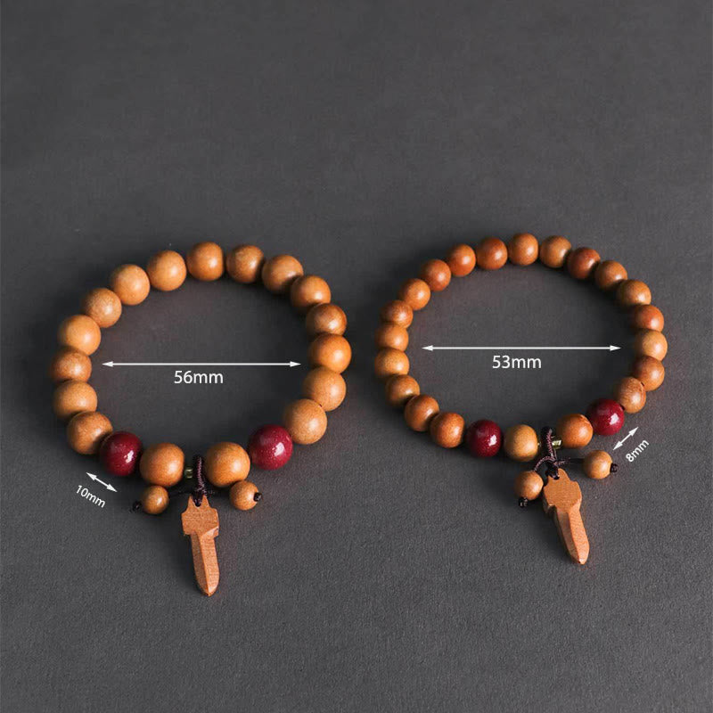 Pulsera de riqueza con amuleto de espada de cinabrio y madera de melocotón con Buddha Stones - image 13
