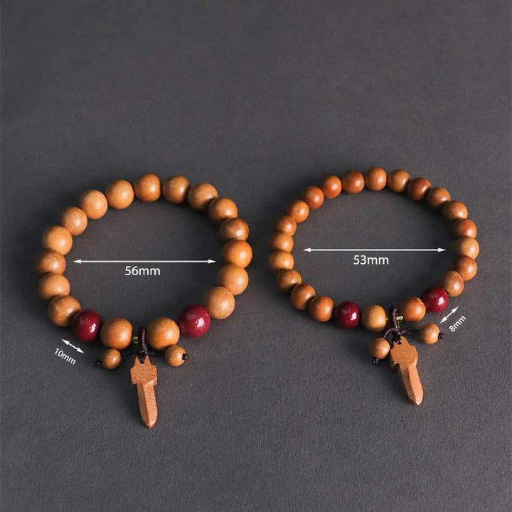 Pulsera de riqueza con amuleto de espada de cinabrio y madera de melocotón con Buddha Stones - image 13
