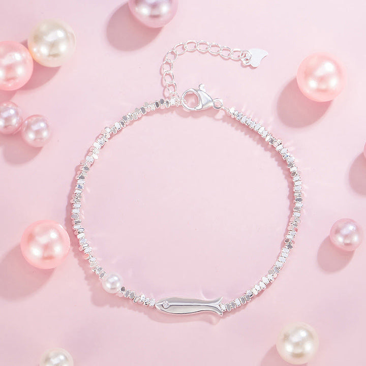 Pulsera de la suerte con perlas de pez koi y Buddha Stones bañadas en cobre y plata - image 1