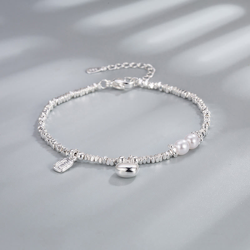 Pulsera de bendición con perla y monedero con símbolo Fu de plata bañada en cobre y Buddha Stones - Monedero de cobre (circunferencia de la muñeca: 15-17 cm) - image 0