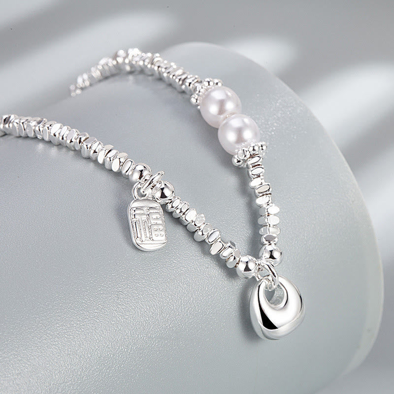 Pulsera de bendición con perla y monedero con símbolo Fu de plata bañada en cobre y Buddha Stones - image 4