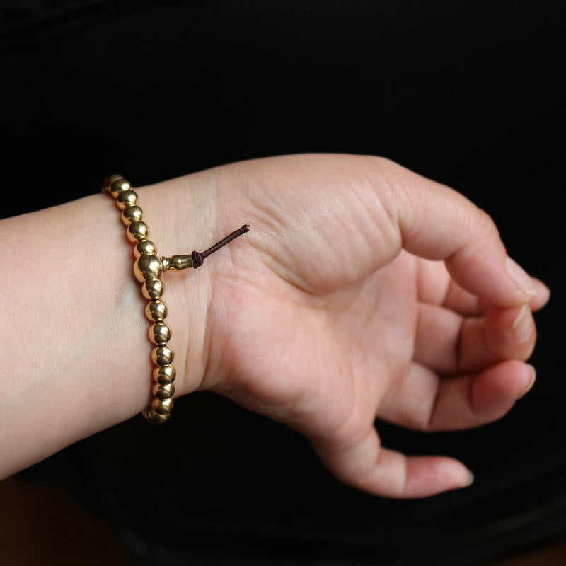 Pulsera de riqueza con cuentas de latón y cobre puro tibetano retro con Buddha Stones - image 3
