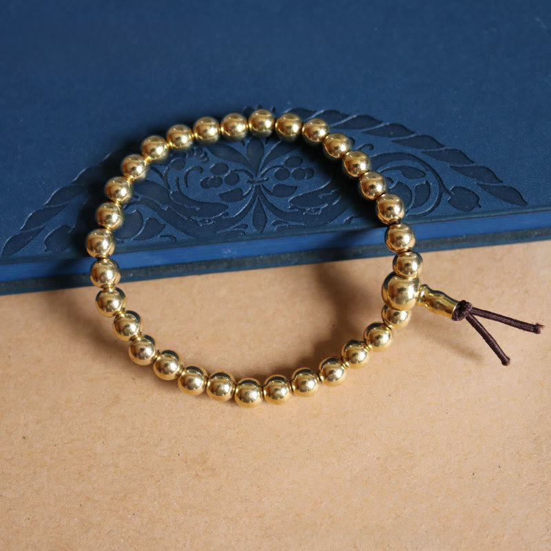 Pulsera de riqueza con cuentas de latón y cobre puro tibetano retro con Buddha Stones - Cobre y latón (circunferencia de la muñeca: 18 cm) - image 0