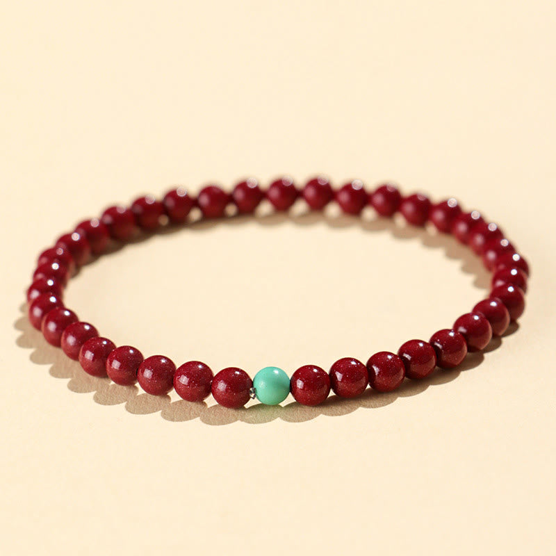Pulsera de concentración de turquesa cinabrio con Buddha Stones - cinabrio de 4 mm - image 2
