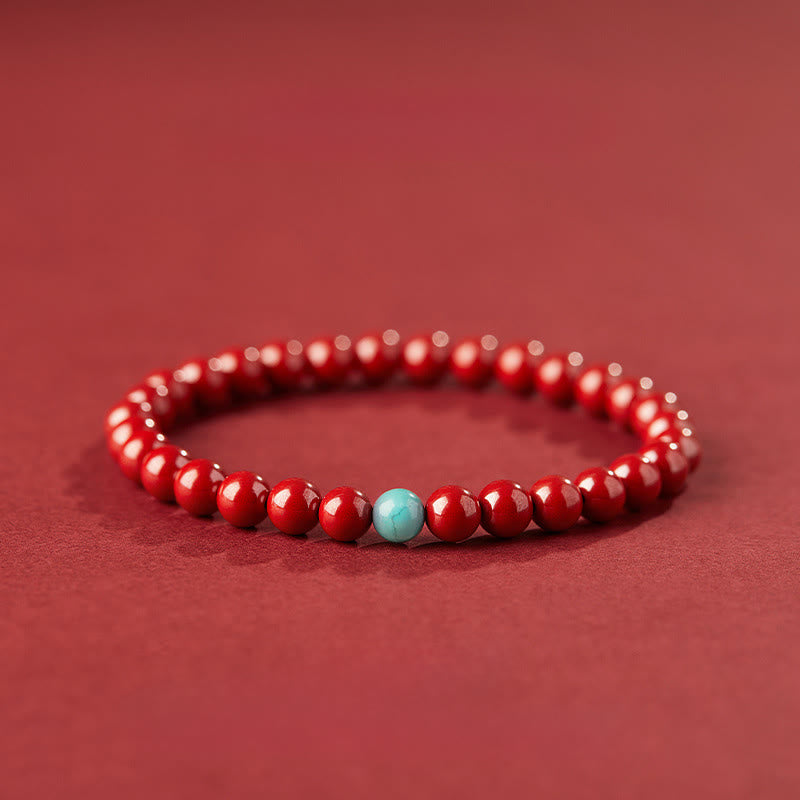 Pulsera de concentración de turquesa cinabrio con Buddha Stones - Cinabrio imperial de 6 mm - image 3