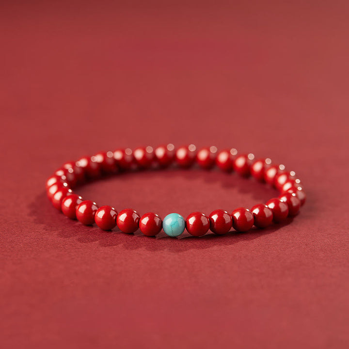 Pulsera de concentración de turquesa cinabrio con Buddha Stones - Cinabrio imperial de 6 mm - image 3