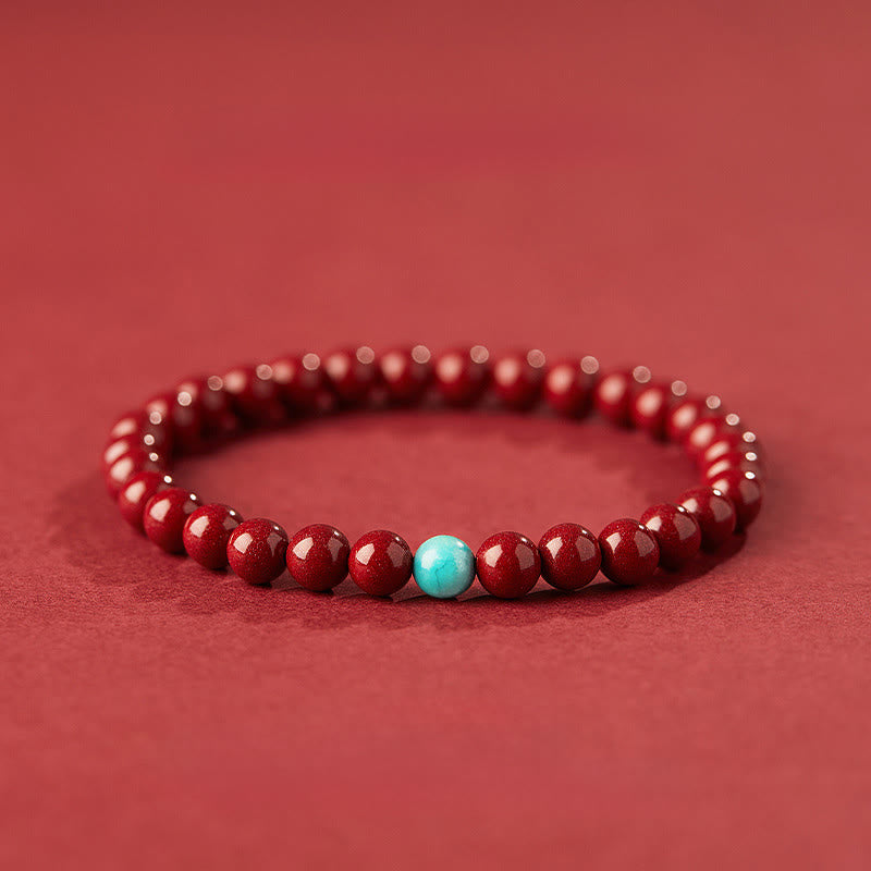 Pulsera de concentración de turquesa cinabrio con Buddha Stones - Cinabrio de 6 mm - image 0