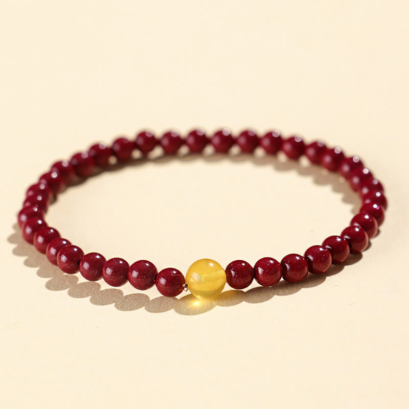 Pulsera de ámbar cinabrio natural con Buddha Stones que calma - cinabrio de 4 mm - image 1