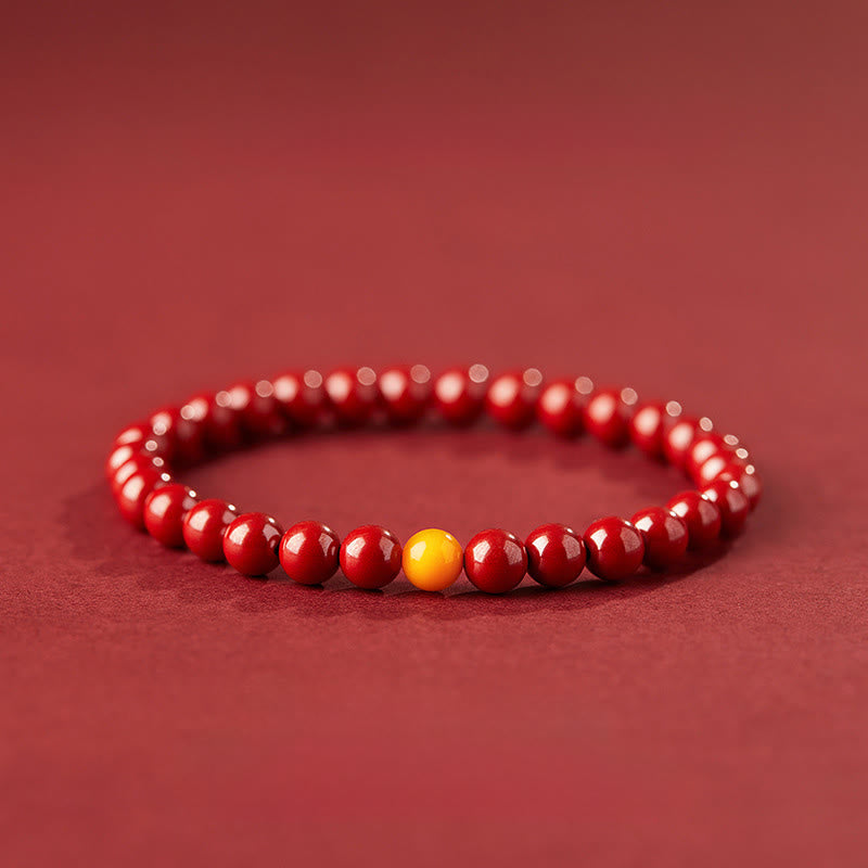 Pulsera de ámbar cinabrio natural con Buddha Stones que calma - Cinabrio imperial de 6 mm - image 3