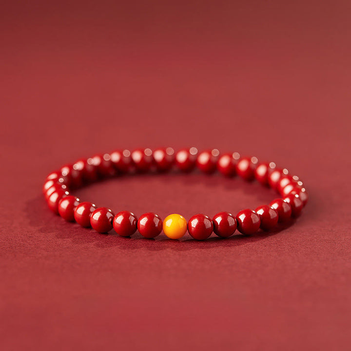 Pulsera de ámbar cinabrio natural con Buddha Stones que calma - Cinabrio imperial de 6 mm - image 3