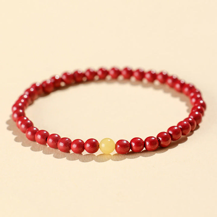 Pulsera de ámbar cinabrio natural con Buddha Stones que calma - Cinabrio imperial de 4 mm - image 2