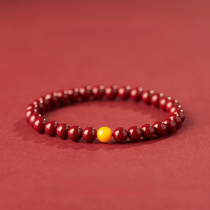 Pulsera de ámbar cinabrio natural con Buddha Stones que calma - Cinabrio de 6 mm - image 0