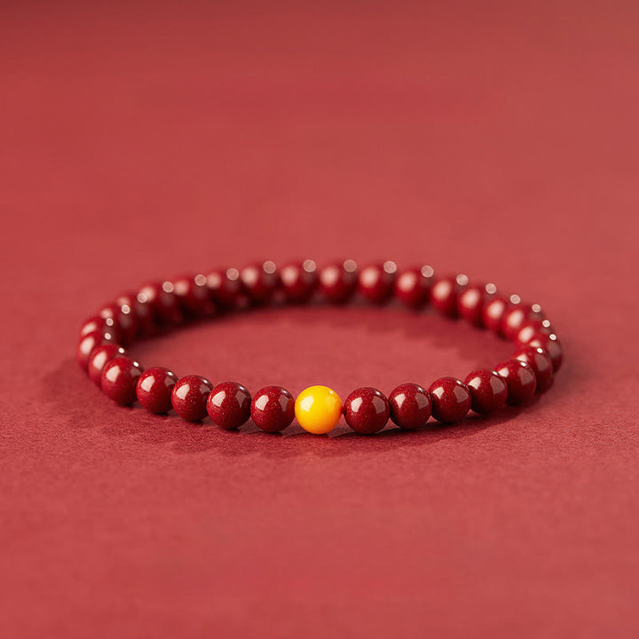 Pulsera de ámbar cinabrio natural con Buddha Stones que calma - Cinabrio de 6 mm - image 0