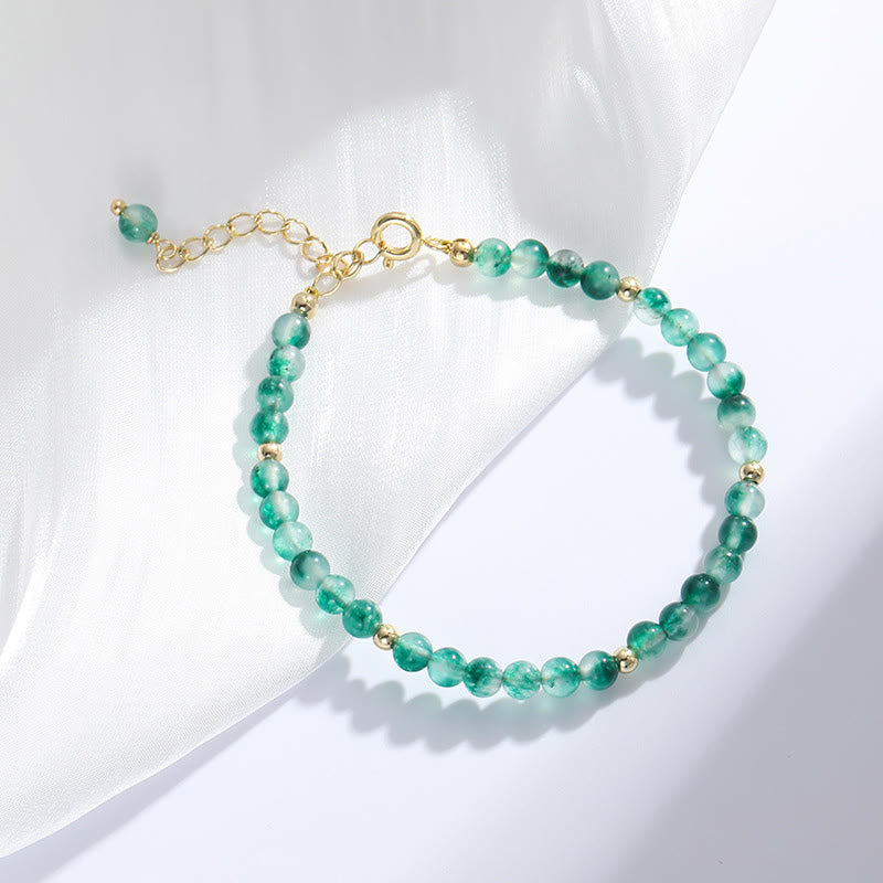 Pulsera curativa de ágata musgosa natural bañada en oro de 14 quilates con Buddha Stones - image 1