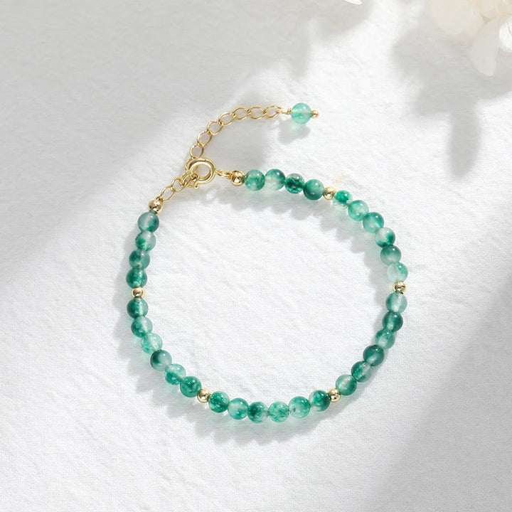 Pulsera curativa de ágata musgosa natural bañada en oro de 14 quilates con Buddha Stones - Ágata musgosa (circunferencia de la muñeca: 14-19 cm) - image 0
