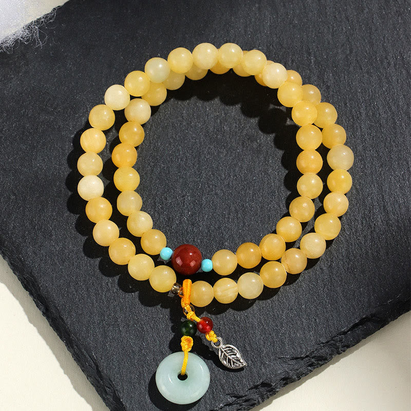 Pulsera de la riqueza con diseño de doble vuelta y hebilla de paz de topacio y Buddha Stones - Topacio (circunferencia de la muñeca: 13-15 cm) - image 0