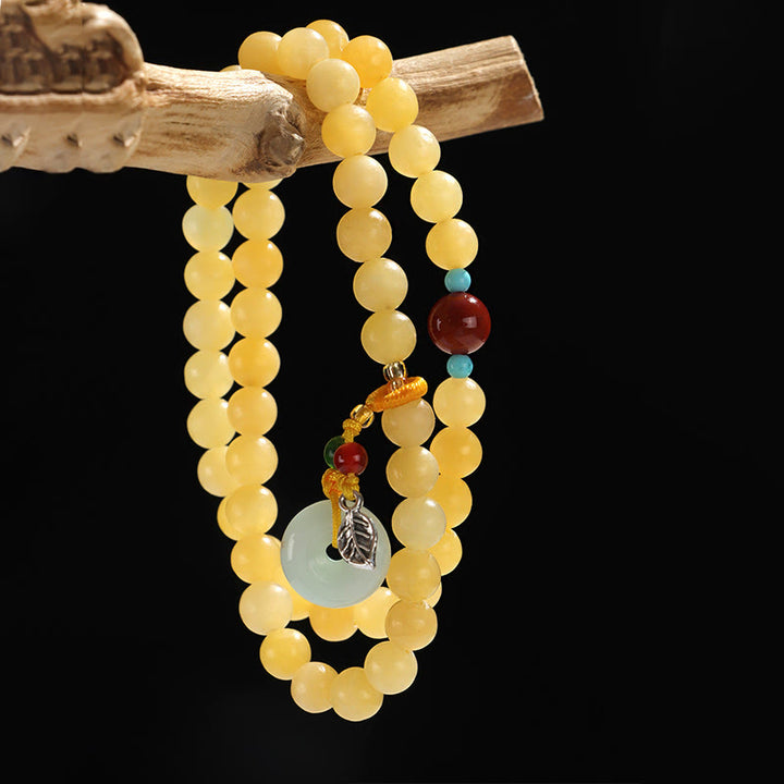 Pulsera de la riqueza con diseño de doble vuelta y hebilla de paz de topacio y Buddha Stones - image 6