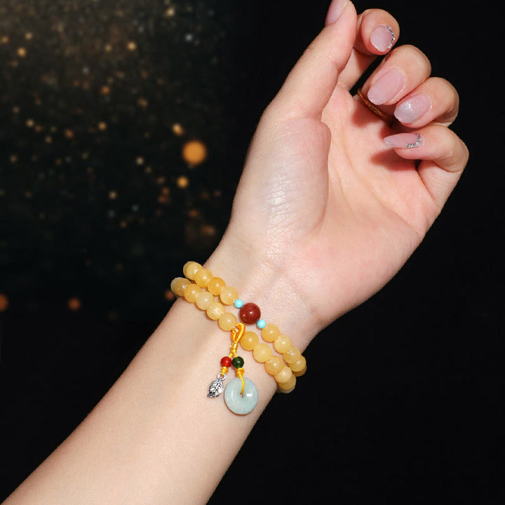 Pulsera de la riqueza con diseño de doble vuelta y hebilla de paz de topacio y Buddha Stones - image 7
