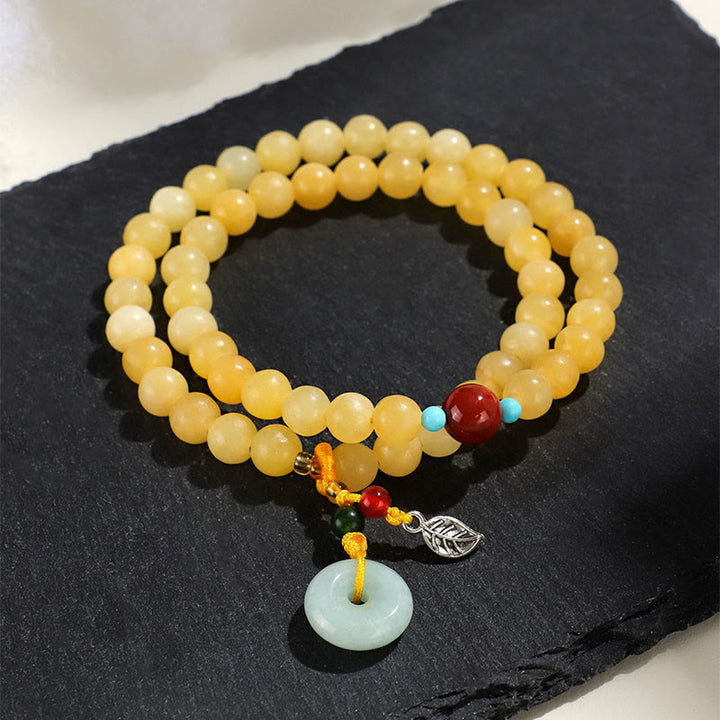 Pulsera de la riqueza con diseño de doble vuelta y hebilla de paz de topacio y Buddha Stones - image 2