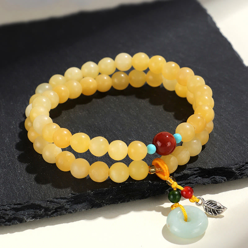 Pulsera de la riqueza con diseño de doble vuelta y hebilla de paz de topacio y Buddha Stones - image 3