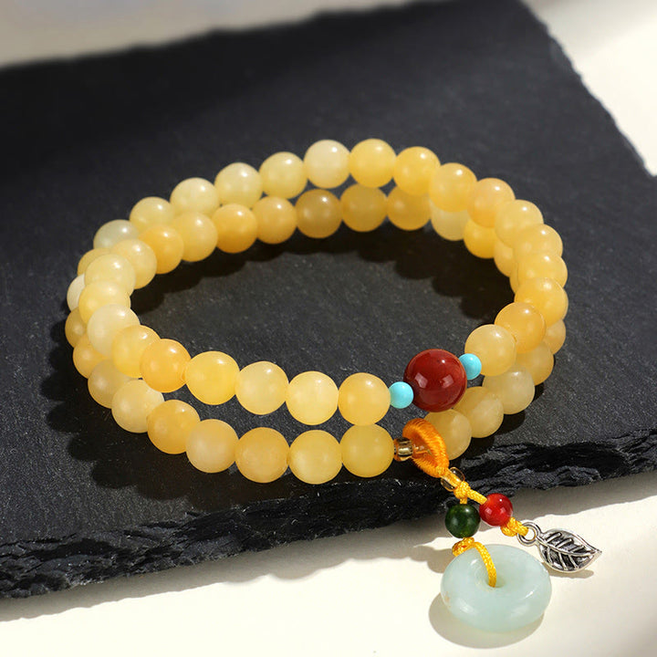 Pulsera de la riqueza con diseño de doble vuelta y hebilla de paz de topacio y Buddha Stones - image 3