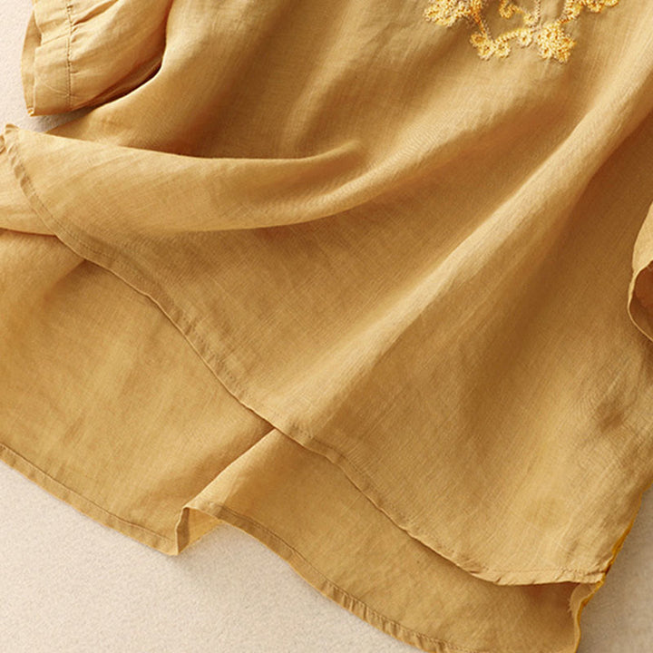 Camisa informal de media manga con diseño de hebilla de rana y diseño sencillo de Buddha Stones para mujer - image 14