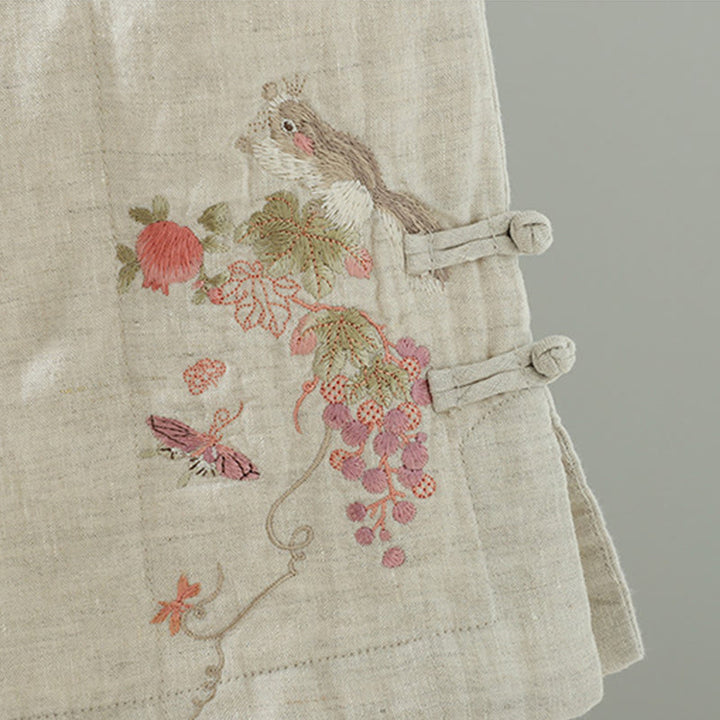 Pantalones anchos acolchados con botones de rana bordados con Buddha Stones para mujer con bolsillos - image 14