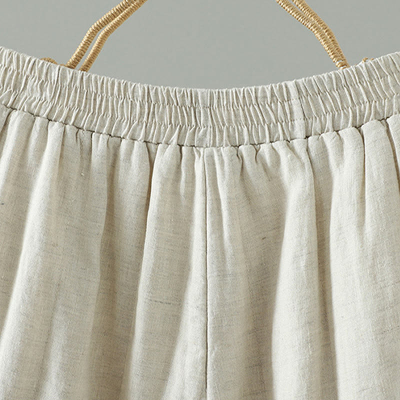Pantalones anchos de algodón acolchados con botones de rana bordados con Buddha Stones para mujer, con bolsillos - image 16