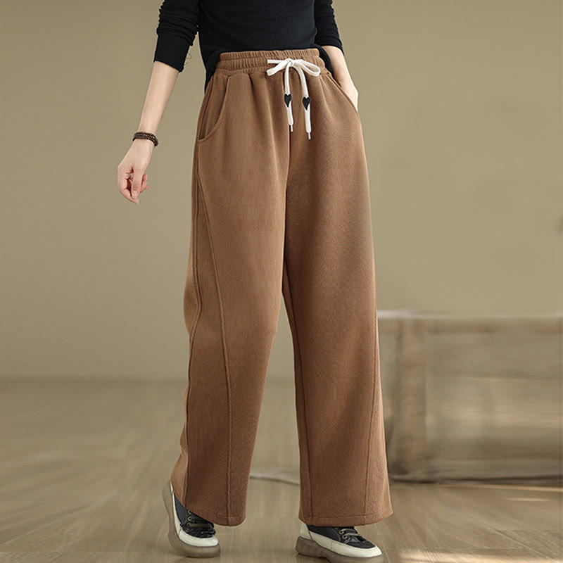 Pantalones anchos de algodón con cordón ajustable de color liso para mujer con bolsillos y Buddha Stones - Perú - US8-10，UK/AU12-14，EU40-42 (2XL) - image 0