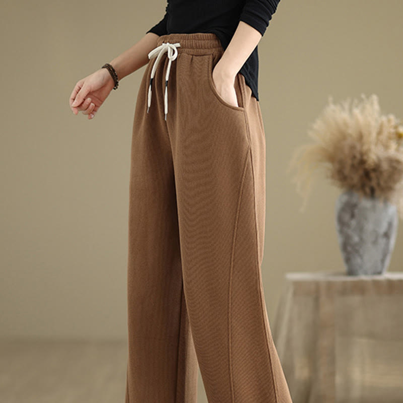 Pantalones anchos con cordón y bolsillos para mujer, de color liso, con Buddha Stones - image 2
