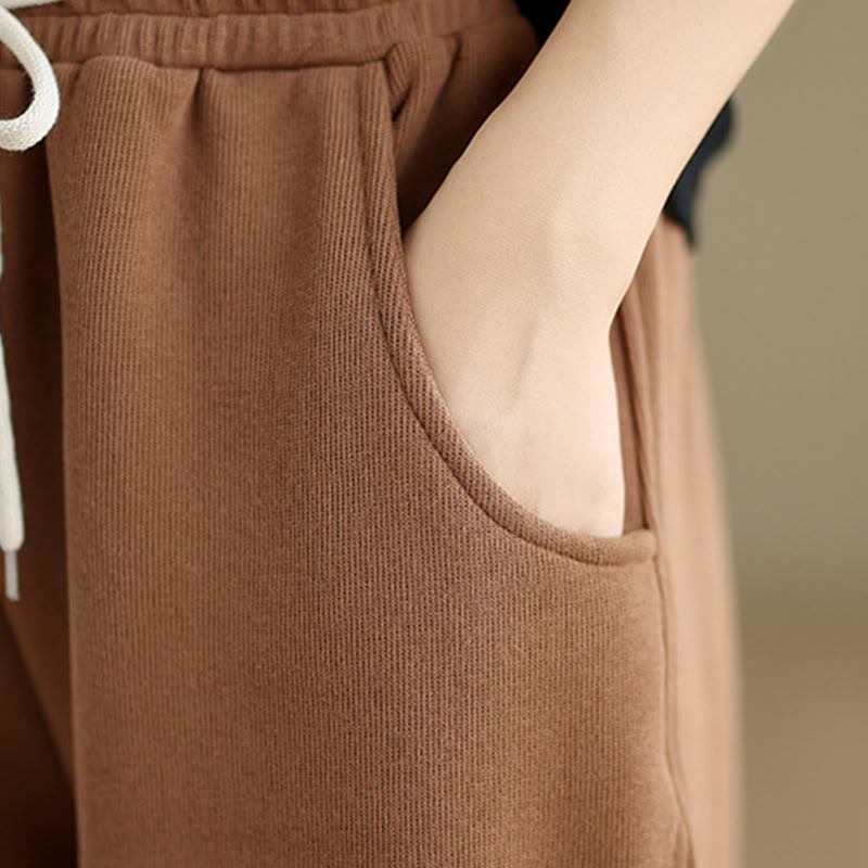Pantalones anchos con cordón y bolsillos para mujer, de color liso, con Buddha Stones - image 8