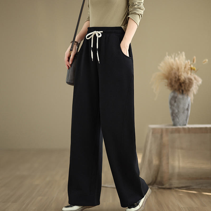 Pantalones anchos con cordón y bolsillos para mujer, de color liso, con Buddha Stones - image 10