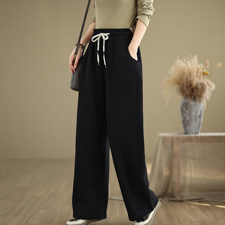 Pantalones anchos con cordón y bolsillos para mujer, de color liso, con Buddha Stones - image 10
