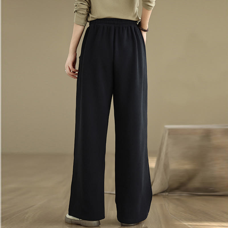 Pantalones anchos con cordón y bolsillos para mujer, de color liso, con Buddha Stones - image 11