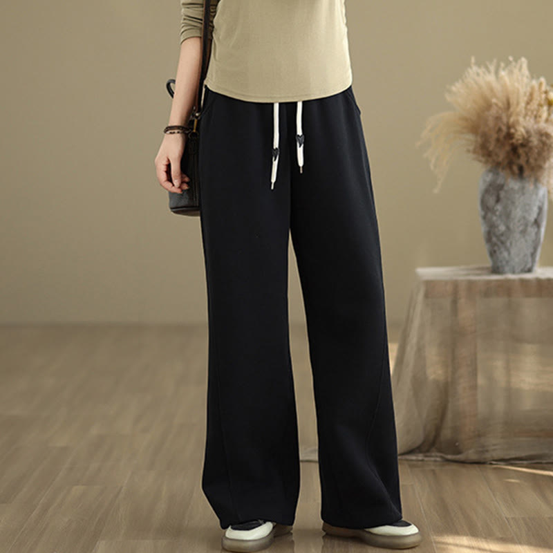 Pantalones anchos con cordón y bolsillos para mujer, de color liso, con Buddha Stones - Negro - US8-10，UK/AU12-14，EU40-42 (2XL) - image 9