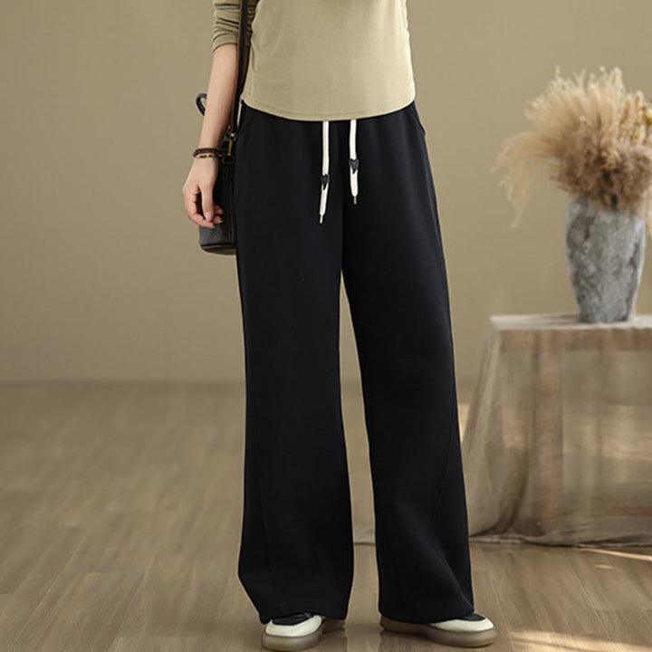 Pantalones anchos con cordón y bolsillos para mujer, de color liso, con Buddha Stones - Negro - US8-10，UK/AU12-14，EU40-42 (2XL) - image 9
