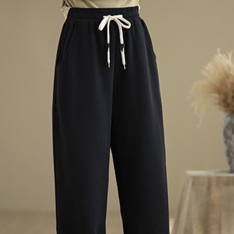 Pantalones anchos con cordón y bolsillos para mujer, de color liso, con Buddha Stones - image 13