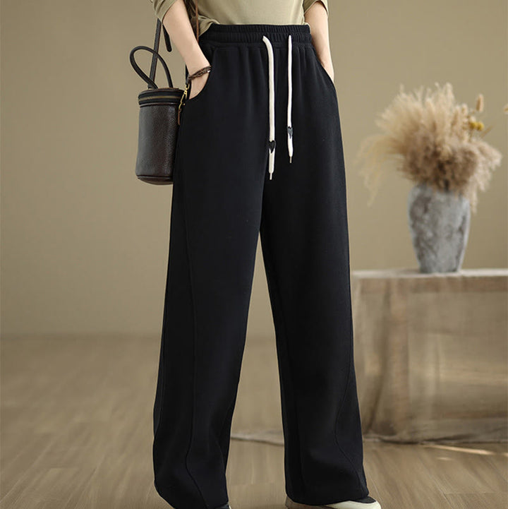 Pantalones anchos con cordón y bolsillos para mujer, de color liso, con Buddha Stones - image 12