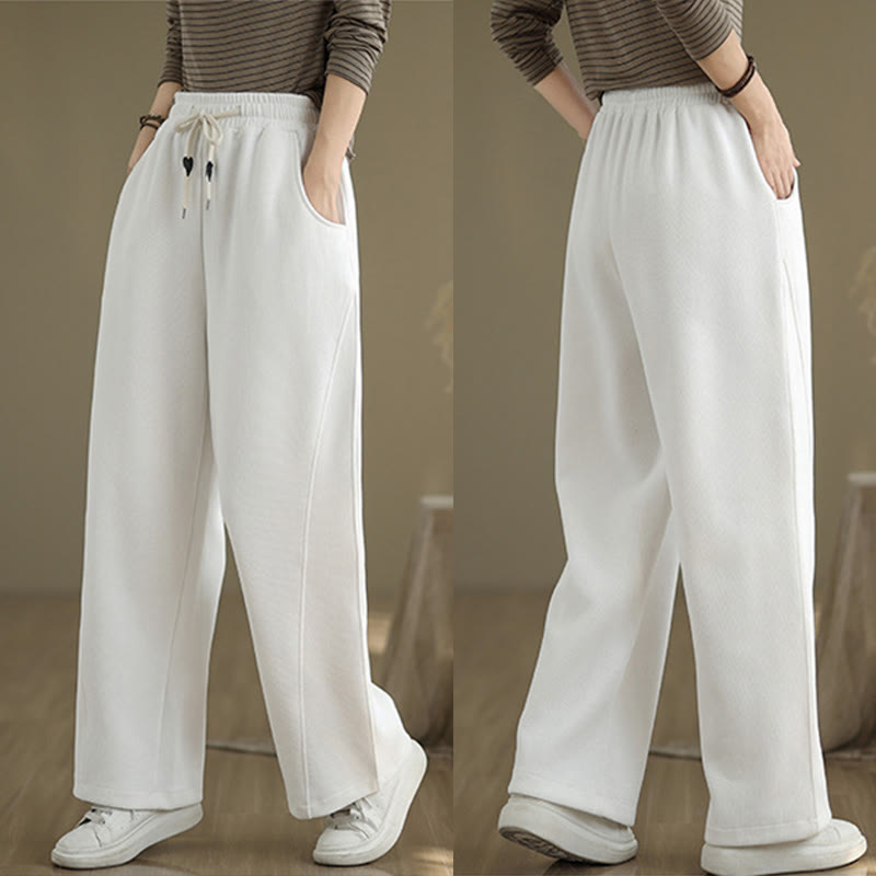 Pantalones anchos con cordón y bolsillos para mujer, de color liso, con Buddha Stones - image 17