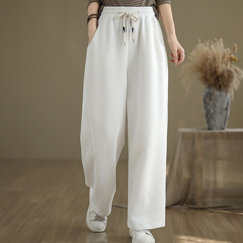 Pantalones anchos con cordón y bolsillos para mujer, de color liso, con Buddha Stones - image 16
