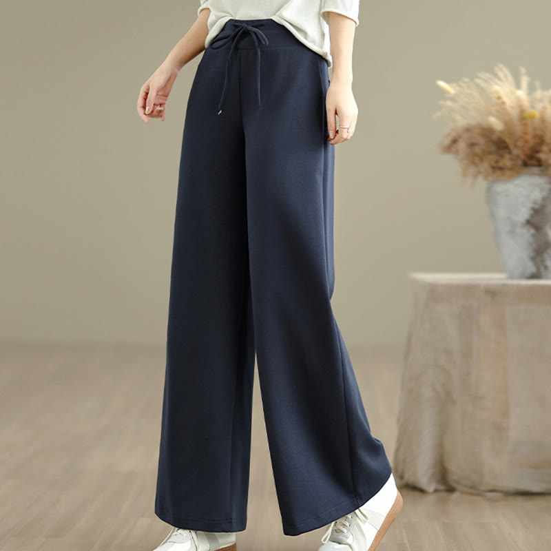 Pantalones anchos de algodón y poliéster con cordón ajustable y bolsillos para mujer de Buddha Stones - Marina de guerra - US8-10，UK/AU12-14，EU40-42 (2XL) - image 0