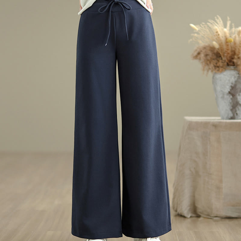 Pantalones anchos de algodón y poliéster con cordón ajustable y bolsillos para mujer de Buddha Stones - image 1