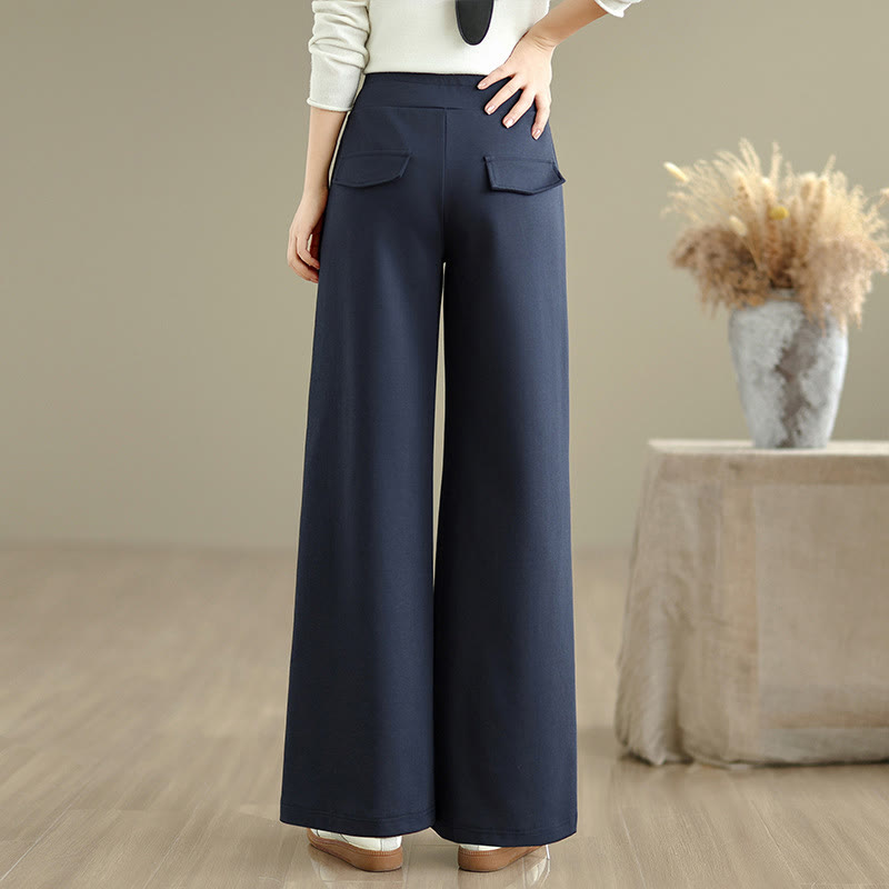 Pantalones anchos de algodón y poliéster con cordón ajustable y bolsillos para mujer de Buddha Stones - image 3