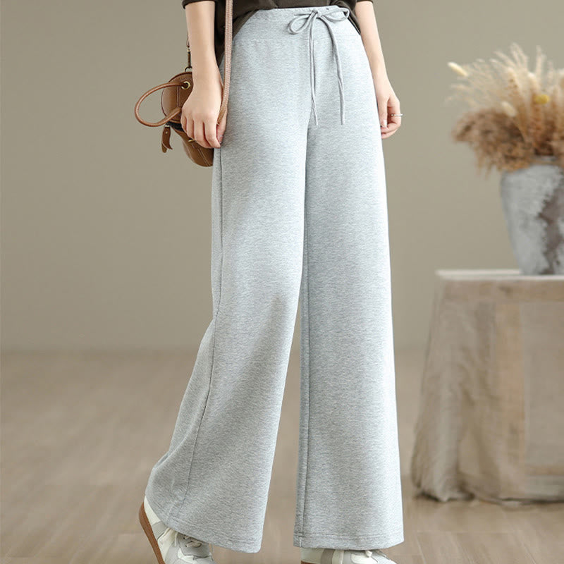 Pantalones anchos de algodón y poliéster con cordón ajustable y bolsillos para mujer de Buddha Stones - Humo blanco - US8-10，UK/AU12-14，EU40-42 (2XL) - image 9