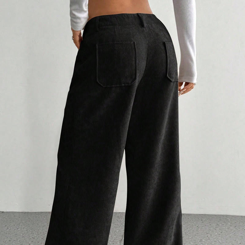 Pantalones anchos de pana y poliéster con botones y bolsillos para mujer de Buddha Stones - image 21