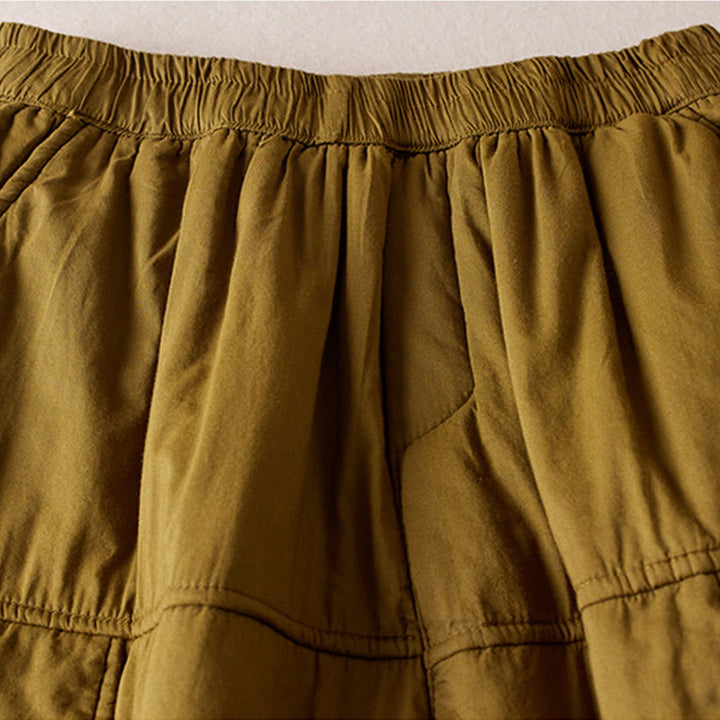 Pantalones harén de algodón gruesos con bolsillos y relleno de algodón liso Buddha Stones para mujer - image 7