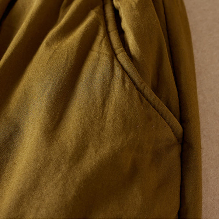 Pantalones harén de algodón gruesos con bolsillos y relleno de algodón liso Buddha Stones para mujer - image 5