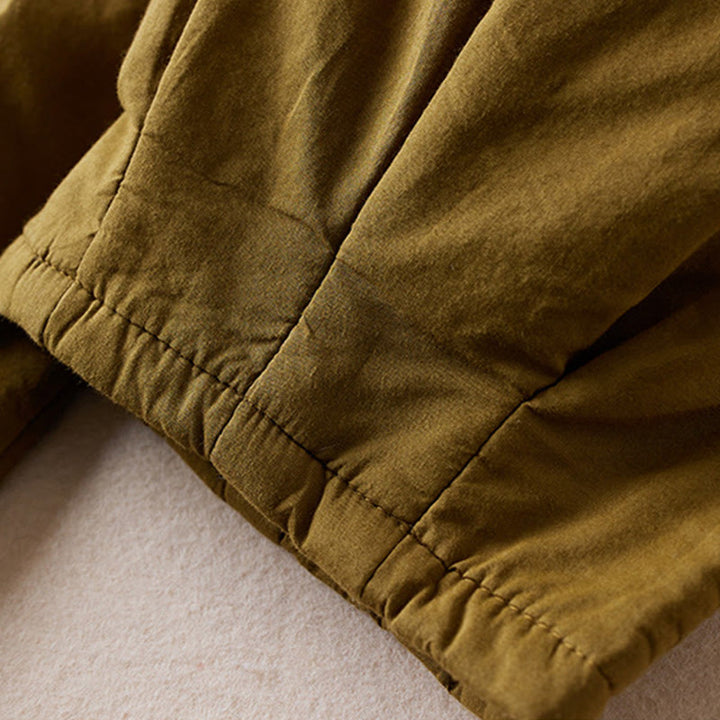 Pantalones harén de algodón gruesos con bolsillos y relleno de algodón liso Buddha Stones para mujer - image 6