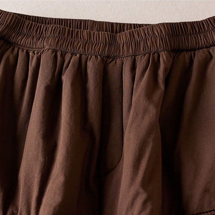 Pantalones harén de algodón gruesos con bolsillos y relleno de algodón liso Buddha Stones para mujer - image 11